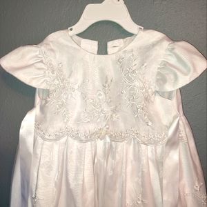Christening Day Girls' White All-Over Lace Christening Gown with Bonnet